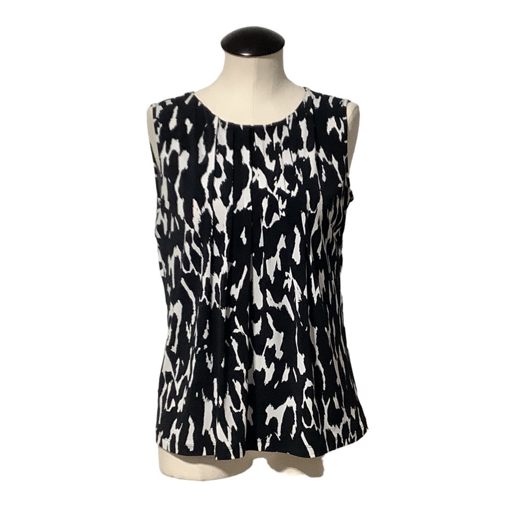 CALVIN KLEIN Pleated‎ Neck Sleeveless Top - Size S